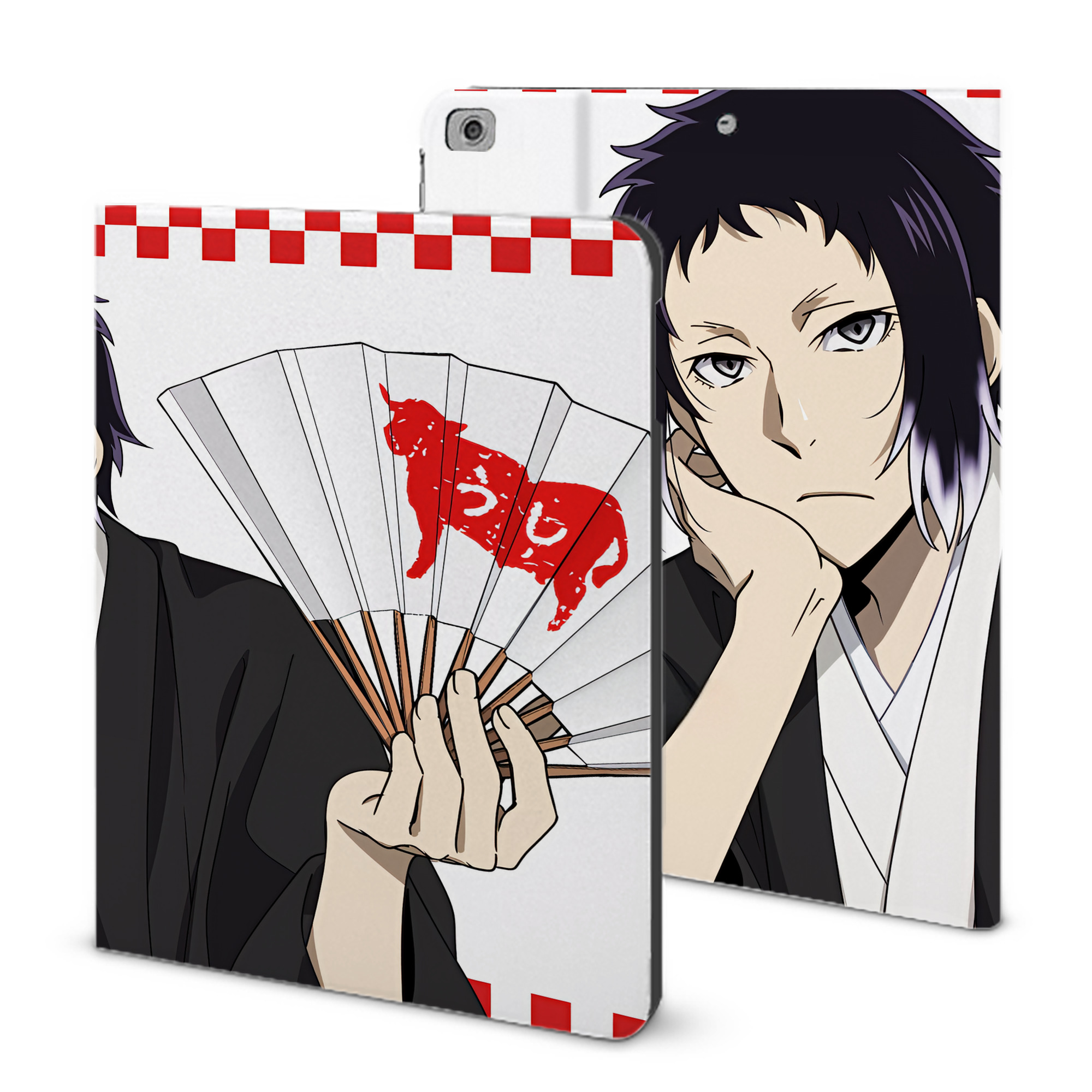 （画像用） 文豪ストレイドッグス Bungo Stray Dogs IPad ケース ブック型 PUレザー TPU 耐衝撃 軽量 薄型 ペン収納なし 全面保護 IPad 各モデル対応